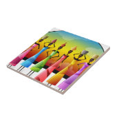 陶器付きアフリカ人女性 タイル (側面)