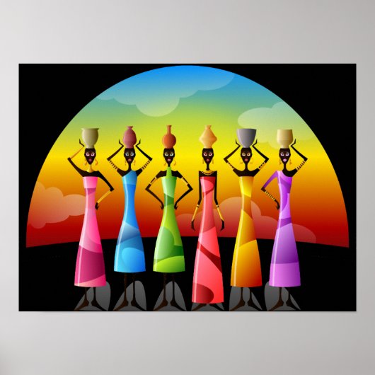 陶器付きアフリカ人女性 ポスター (正面)