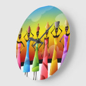 陶器付きアフリカ人女性 ラージ壁時計 (傾斜)