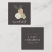 陶器素朴のデコの植物ボホ茶色のインテリア スクエア名刺 (正面/裏面)