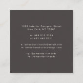 陶器素朴のデコの植物ボホ茶色のインテリア スクエア名刺 (裏面)