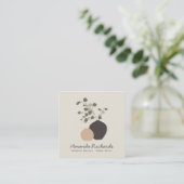 陶器素朴のデコ植物ボホクリームインテリア スクエア名刺 (スタンド正面)