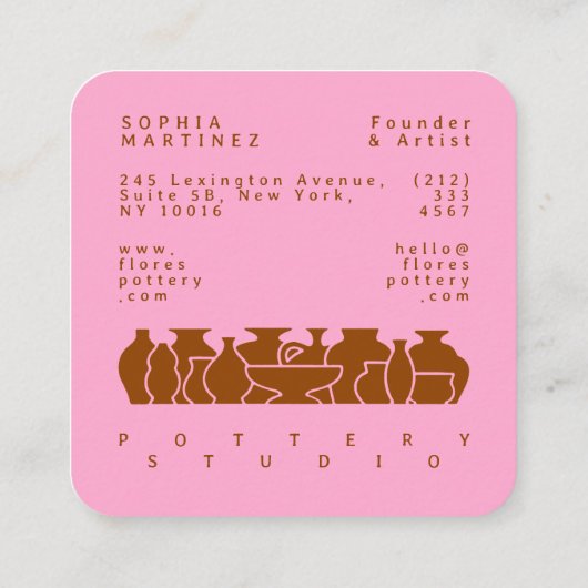 陶器花瓶はっきりしたシルエットデザイン名刺 スクエア名刺 (裏面)