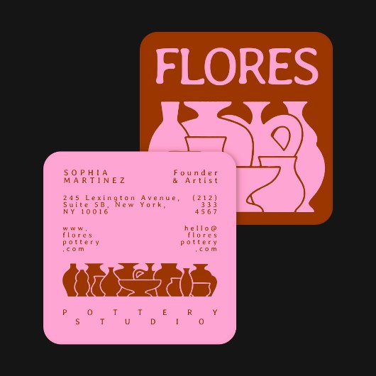 陶器花瓶はっきりしたシルエットデザイン名刺 スクエア名刺