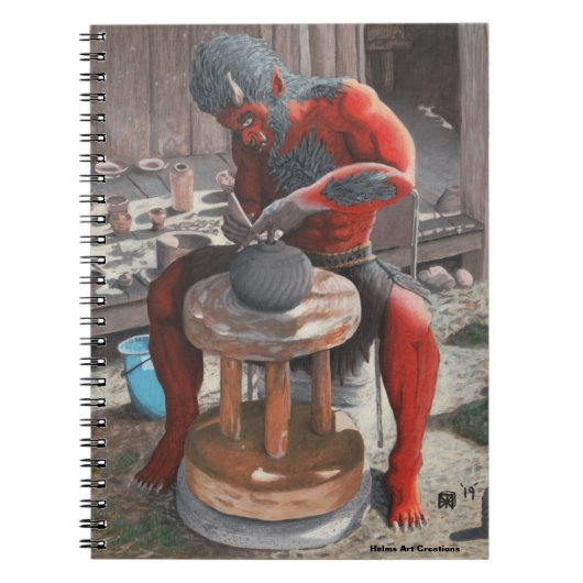 陶器車輪を使った鬼ファンタジー螺旋手帳 ノートブック (正面)