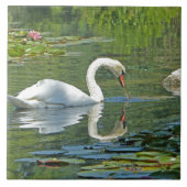 陶瓦・五徳「ユリ池の白鳥」 タイル (正面)