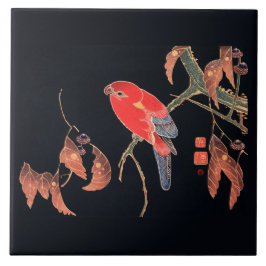 陶瓦：木日本の版画：一尺中 タイル