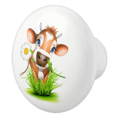 陶磁器のキャビネットのノブデイジー牛 セラミックノブ (右)