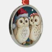 陶磁器のクリスマスのオーナメント、クリスマス時にフクロウ メタルオーナメント (右)
