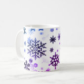 陶磁器のコーヒーマグ紫色の雪片 コーヒーマグカップ (正面左)