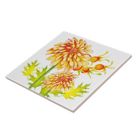 陶磁器のタイルに秋が訪れる タイル