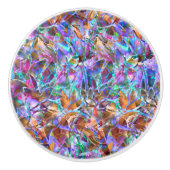 陶磁器のノブの花柄の抽象芸術のステンドグラス セラミックノブ (正面)