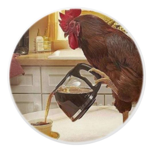 陶磁器のノブの***の雄ん鶏落書きのコーヒー セラミックノブ (正面)