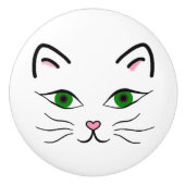 陶磁器のノブ-子猫の顔 セラミックノブ (正面)