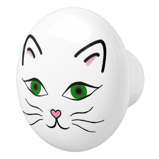 陶磁器のノブ-子猫の顔 セラミックノブ (右)