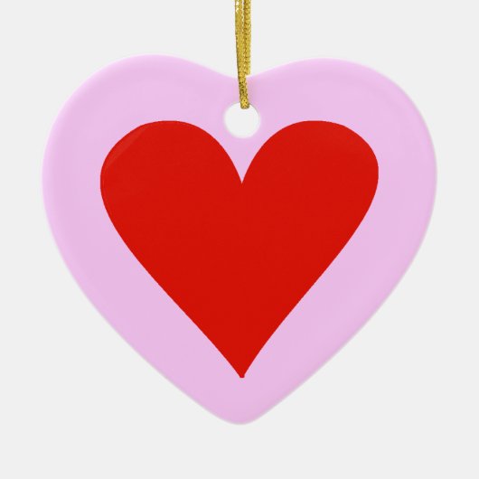 陶磁器のハートのペンダントの赤いハート セラミックオーナメント (正面)