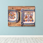 陶磁器のポスタ伝統的ープラークの鳩の模様 キャンバスプリント (インサイチュ (ウッドフロア))