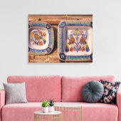 陶磁器のポスタ伝統的ープラークの鳩の模様 キャンバスプリント (インサイチュ (リビング))