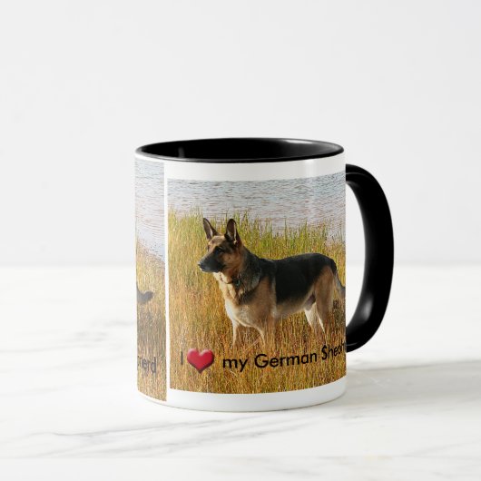 陶磁器のマグの純粋な繁殖させたジャーマン・シェパードの写真 マグカップ (正面右)