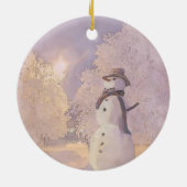 陶磁器の保護者の雪だるまのオーナメント セラミックオーナメント (裏面)