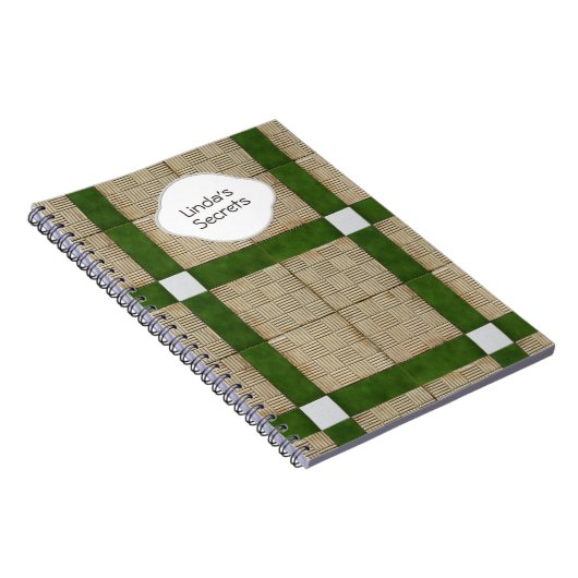 陶磁器の具体的なタイルの緑の灰色の文字 ノートブック (右側)