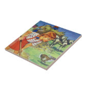 陶磁器の台所タイル国の農場で働く女性および干し草 タイル (側面)