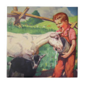 陶磁器の台所タイル国の農場育ちおよびヤギ タイル (正面)