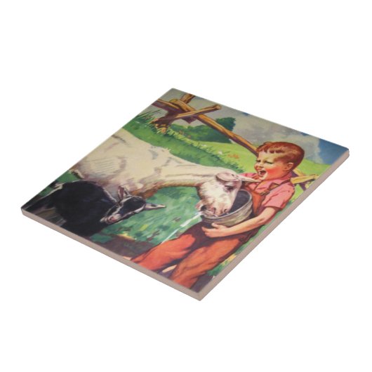 陶磁器の台所タイル国の農場育ちおよびヤギ タイル (側面)