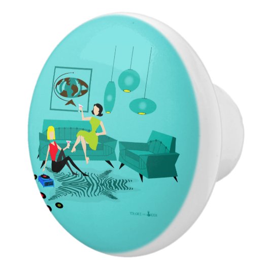 陶磁器の引出しの引きのレトロの女の子の夜 セラミックノブ (右)