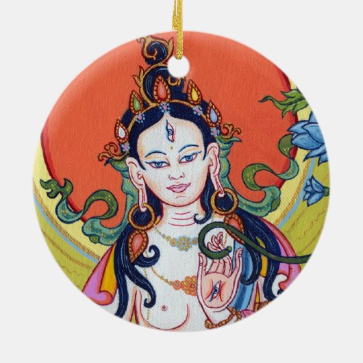 陶磁器オーナメント-顔の白いタラそして終わり セラミックオーナメント (裏面)