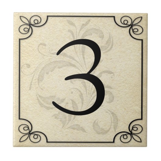 陶磁器カスタムでパーソナライズな数か手紙 タイル (正面)