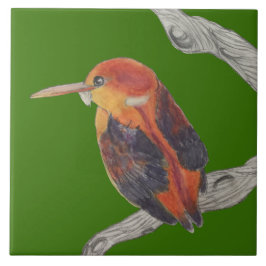 陶磁器タイルの上にルファースの裏手カワセミ タイル