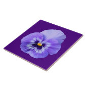 陶磁器タイルの上に紫色のパンジーの花 タイル (側面)