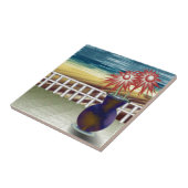 陶磁器タイルの上の穏やかなビーチの花 タイル (側面)