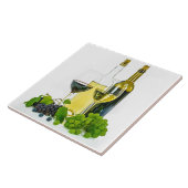 陶磁器タイルの赤白ワインと眼鏡 タイル (側面)