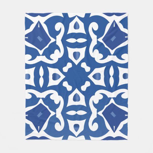 陶磁器タイルアズレジョポルトガル。ヴィンテージシームレスp フリースブランケット (正面)