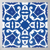 陶磁器タイルアズレジョポルトガル。ヴィンテージシームレスp ポスター (正面)