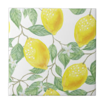 陶磁器タイルレモン水彩模様