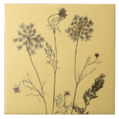 陶磁器タイル上のクイーンアンのレース（黄色B） タイル (正面)