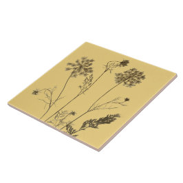 陶磁器タイル上のクイーンアンのレース（黄色B） タイル