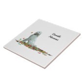 陶磁器タイル葉のドードル犬 タイル (側面)