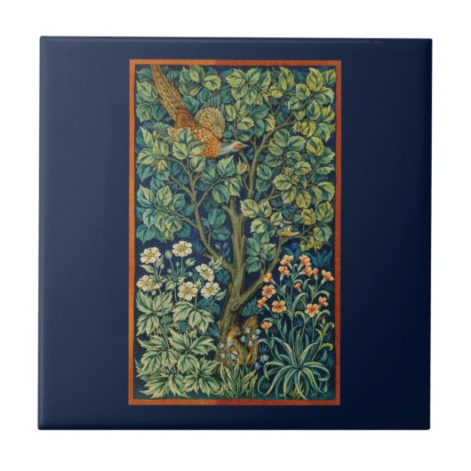 陶磁器タイル：キジ：ウィリアム・モリス タイル (正面)