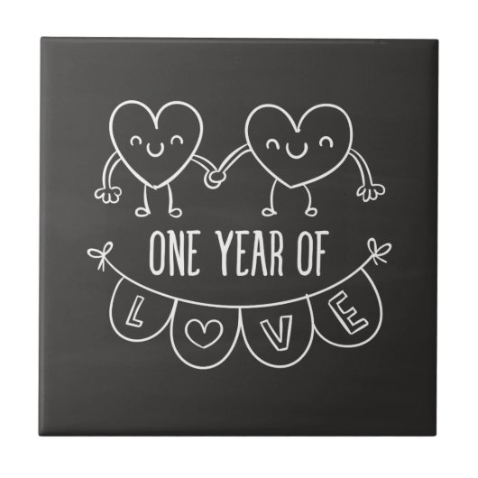 陶磁器フォトタイルの創業1周年記念贈り物 タイル (正面)
