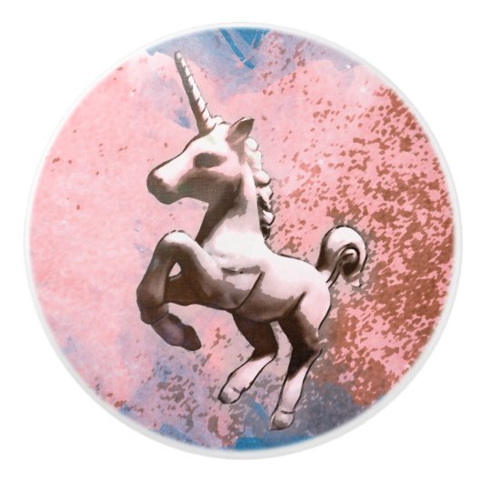 陶磁器ユニコーンの引出しのノブの引き(衰退したシャーベット) セラミックノブ (正面)