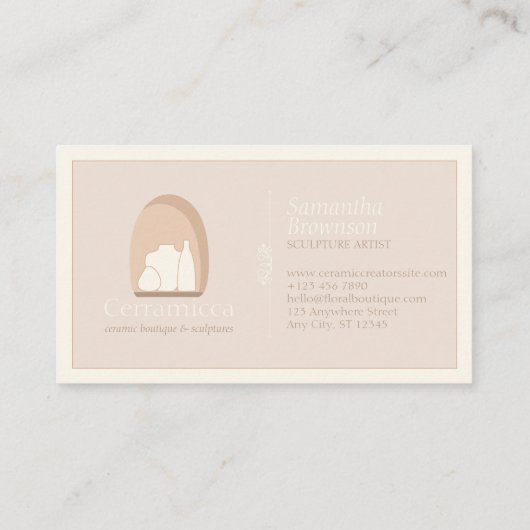 陶磁器手作り陶磁器彫刻の花瓶 名刺 (裏面)