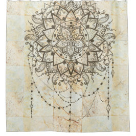 陶磁器瓦蓮華曼荼羅 シャワーカーテン