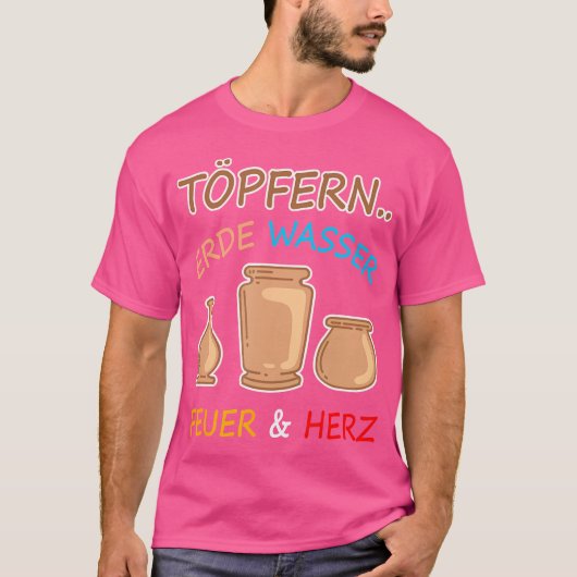 陶磁土水火ハート陶磁器陶工 Tシャツ (正面)