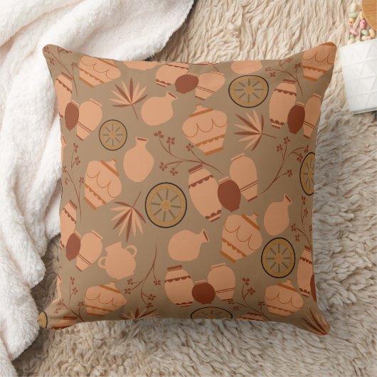 陶磁陶芸家ポット花柄 クッション (ブランケット)