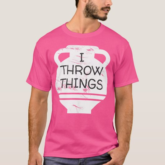陶芸おもしろい物を投げる陶磁器A Tシャツ (正面)
