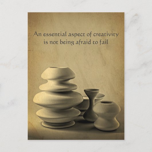 陶芸のスチルライフの炭鉛筆スケッチ ポストカード (正面)